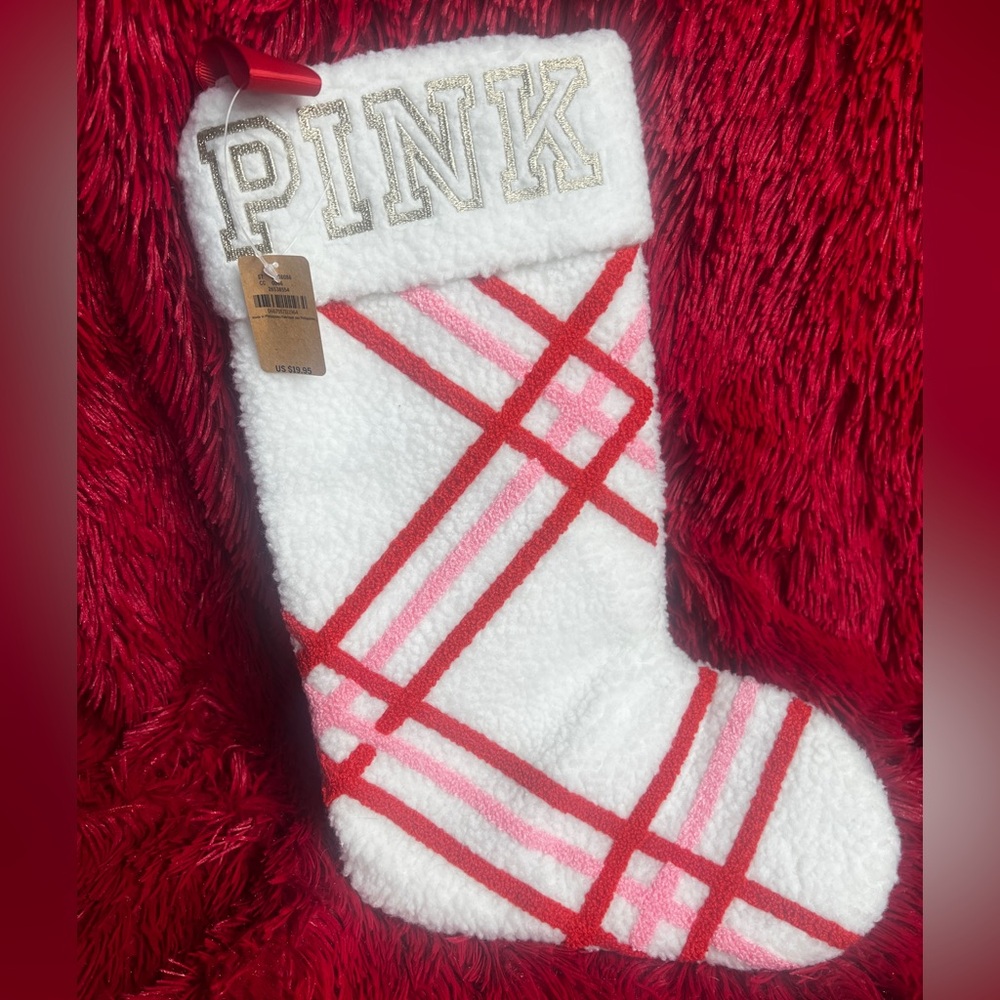 PINK Victoria's Secret Red and Pink Plaid Stocking